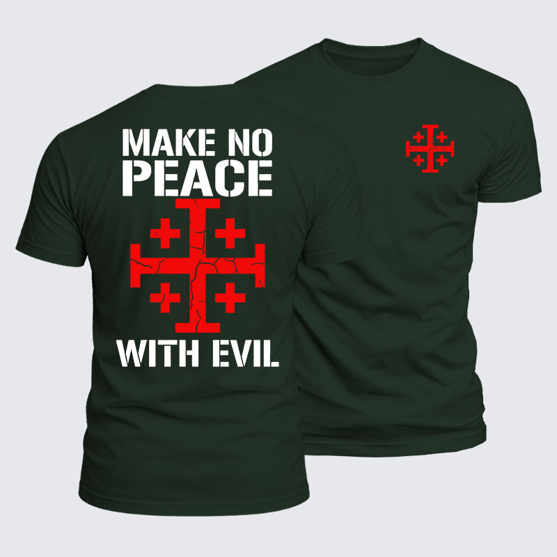 Luxe Mercerized Cotton Tee - Make No Peace with Evil Knight Templar Jerusalem Cross