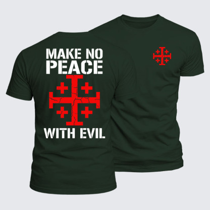 Luxe Mercerized Cotton Tee - Make No Peace with Evil Knight Templar Jerusalem Cross
