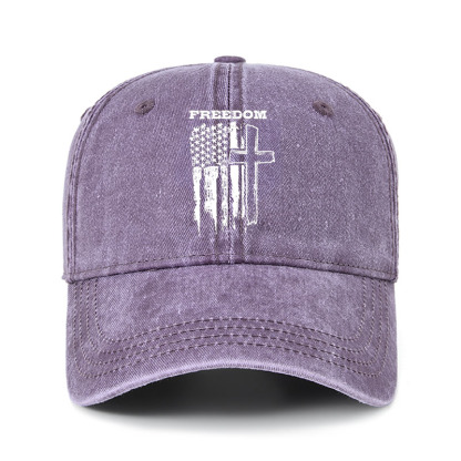 Heritage Washed Cap - Freedom Cross Vertical Flag