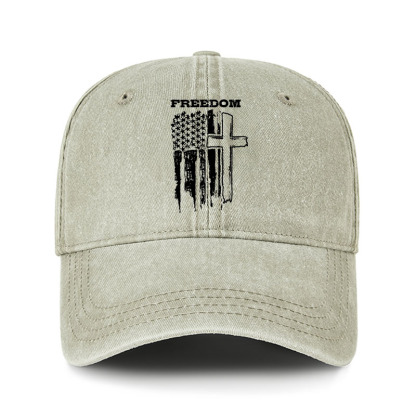Heritage Washed Cap - Freedom Cross Vertical Flag