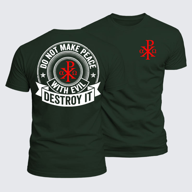 Luxe Mercerized Cotton Tee -  Make No Peace with Evil Knight Templar Jerusalem Cross