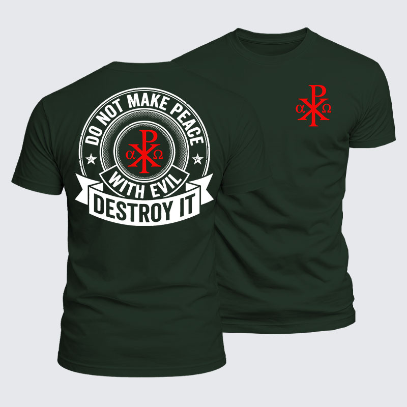 Luxe Mercerized Cotton Tee -  Make No Peace with Evil Knight Templar Jerusalem Cross