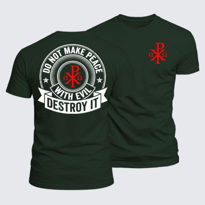 Luxe Mercerized Cotton Tee -  Make No Peace with Evil Knight Templar Jerusalem Cross
