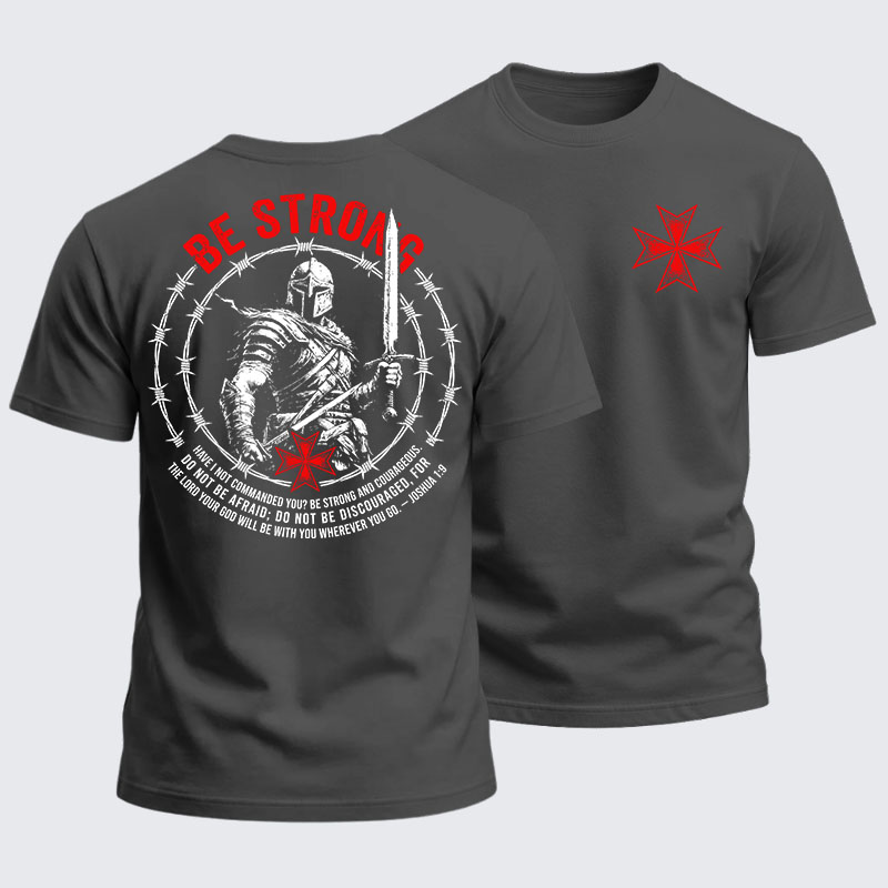 Heavyweight Cotton Tee - Be Strong And Courageous Joshua 1:9