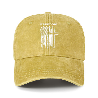Heritage Washed Cap - Freedom Cross Vertical Flag