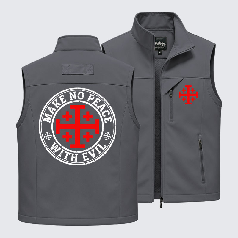 Make No Peace with Evil Knight Templar Jerusalem Cross Outdoor Quick-dry Vest