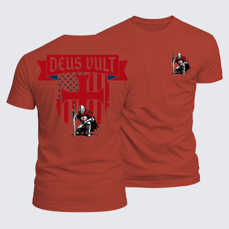 Luxe Mercerized Cotton Tee - Templar Knight Crusader Deus Vult
