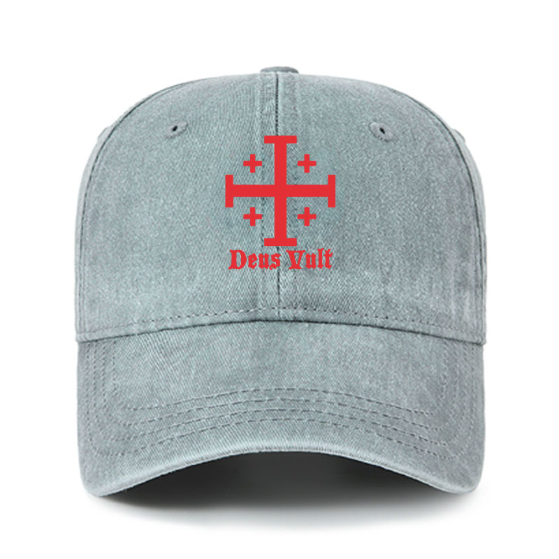 Heritage Washed Cap - Jerusalem Cross Deus Vult