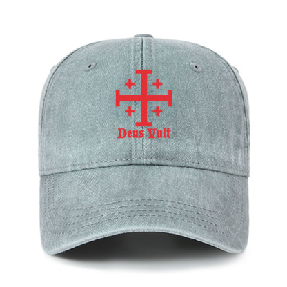 Heritage Washed Cap - Jerusalem Cross Deus Vult