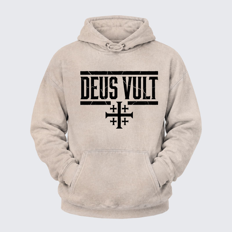 Washed Hoodie - Deus Vult