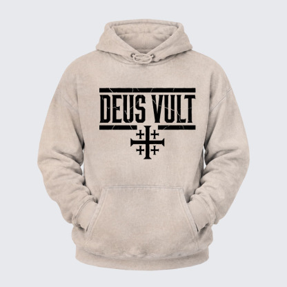 Washed Hoodie - Deus Vult
