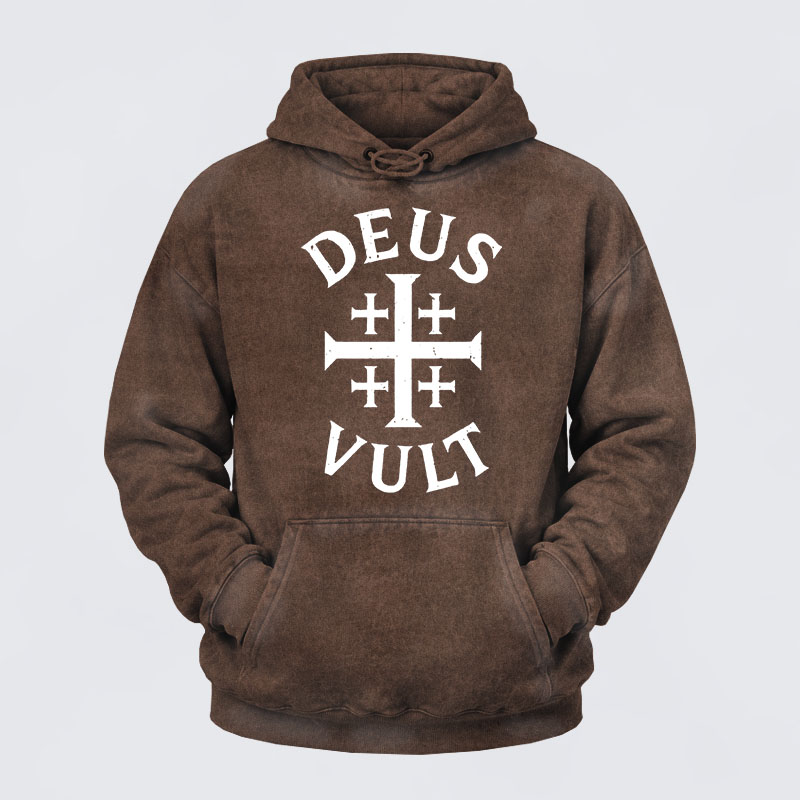 Washed Hoodie - Deus Vult