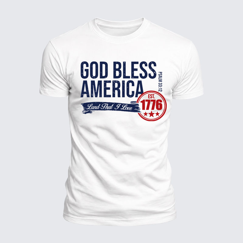 Luxe Mercerized Cotton Tee - God Bless America - Psalm 33:12 
