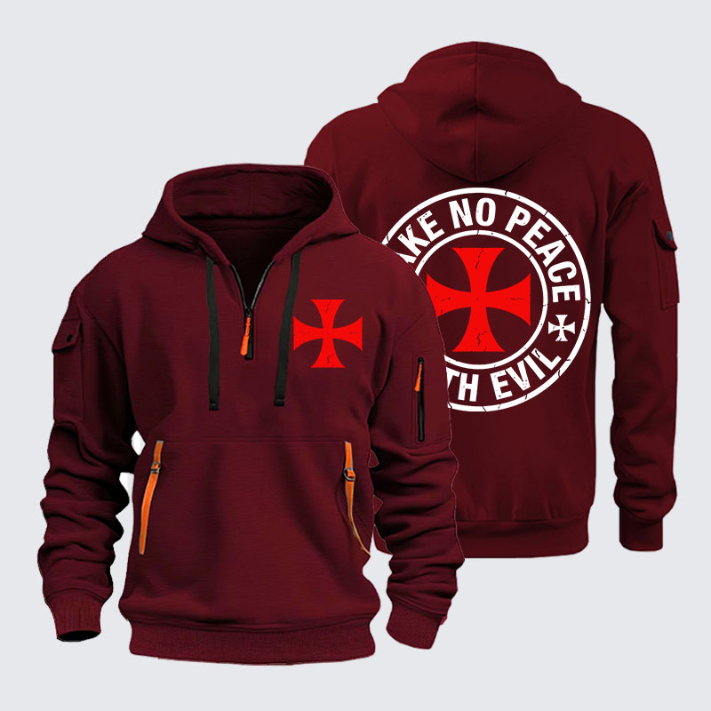 Zipper Hoodies - Make No Peace with Evil Knight Templar Cross