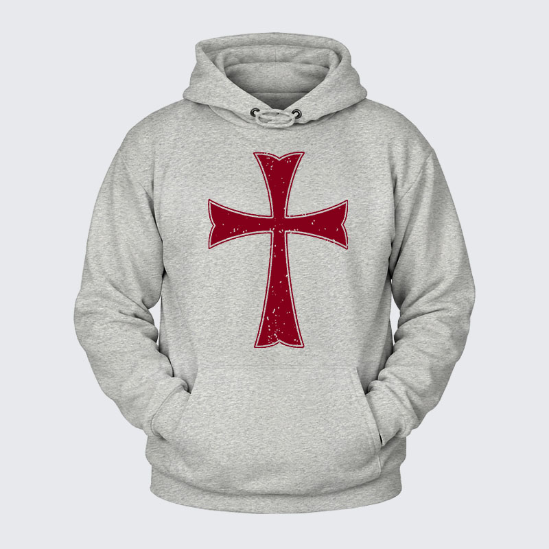 Plush Fleece-Lined Hoodie - Knights Templar Crusader Cross