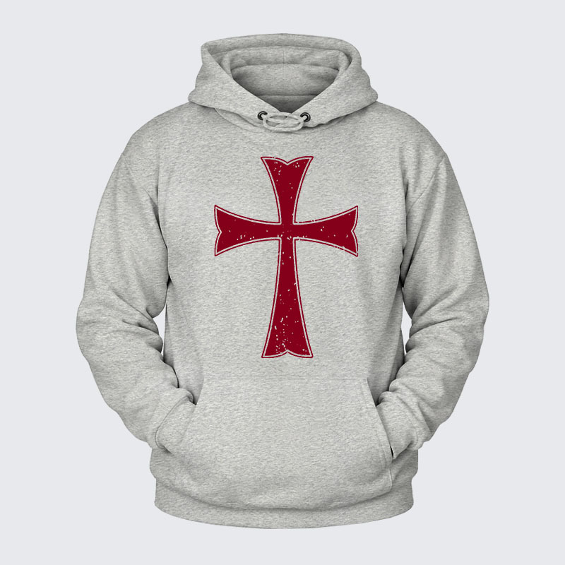 Plush Fleece-Lined Hoodie - Knights Templar Crusader Cross