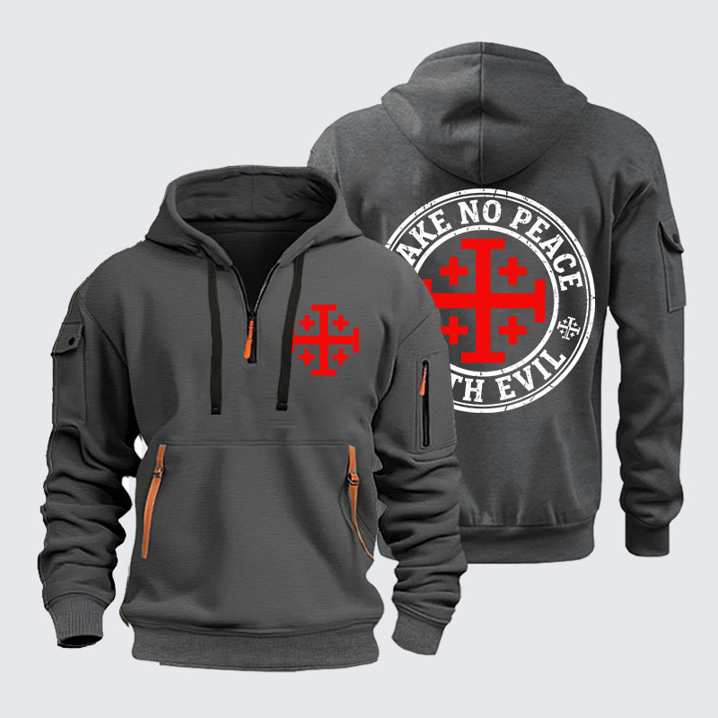 Zipper Hoodies - Make No Peace with Evil Knight Templar Jerusalem Cross