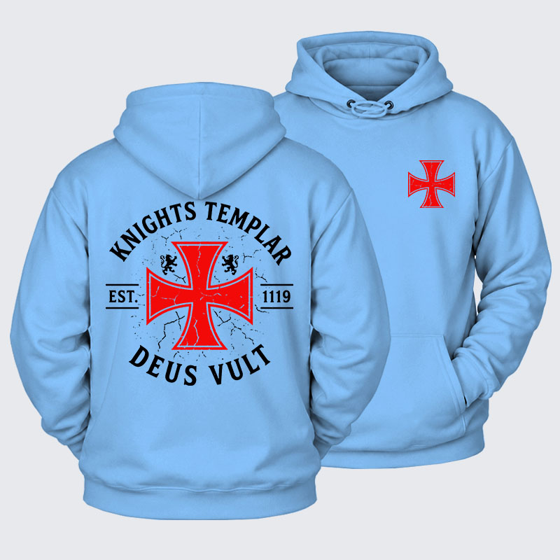 Plush Fleece-Lined Hoodie - Knights Templar Deus Vult