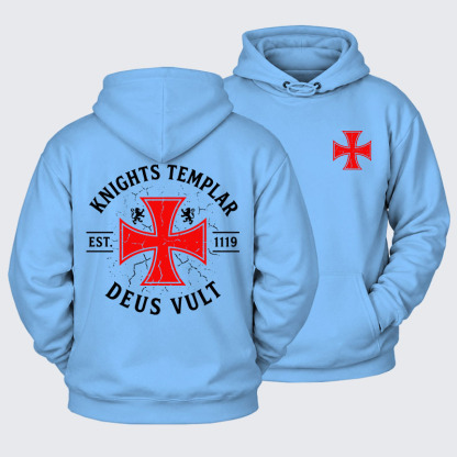 Plush Fleece-Lined Hoodie - Knights Templar Deus Vult