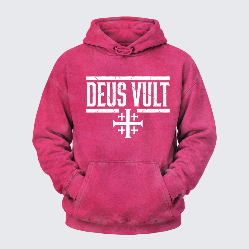 Washed Hoodie - Deus Vult