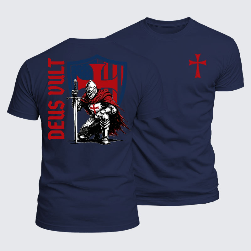 Luxe Mercerized Cotton Tee - Templar Knight Crusader Deus Vult