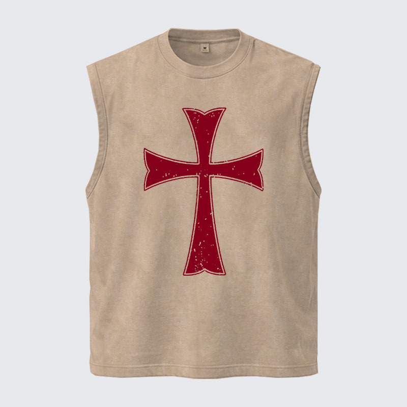 Washed Tank Top - Knights Templar Crusader Cross