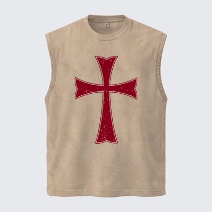 Washed Tank Top - Knights Templar Crusader Cross