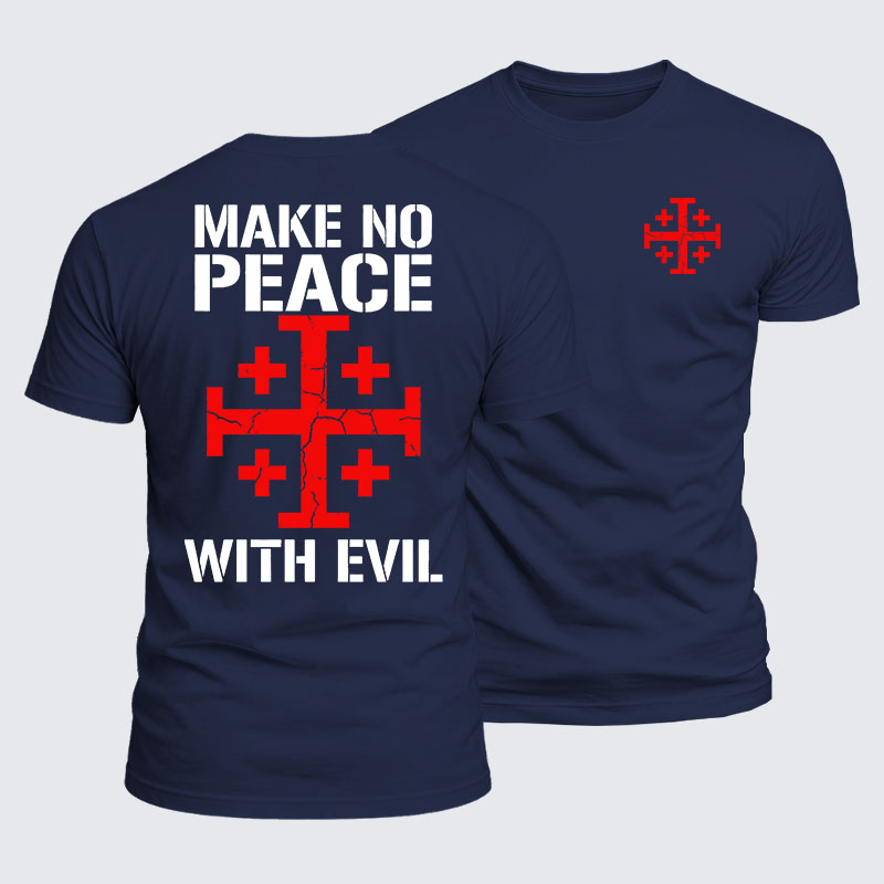 Luxe Mercerized Cotton Tee - Make No Peace with Evil Knight Templar Jerusalem Cross