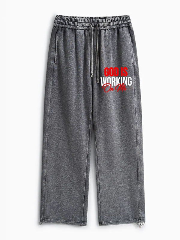 God Is Working On Me Jesus God Christian Washed Sweatpants
