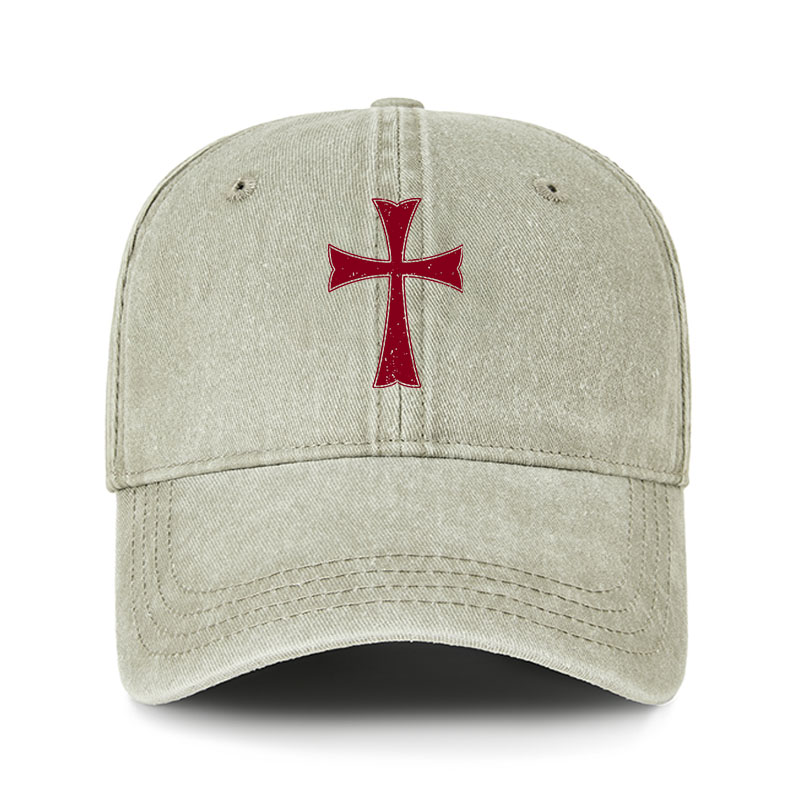 Heritage Washed Cap-Knights Templar Crusader Cross
