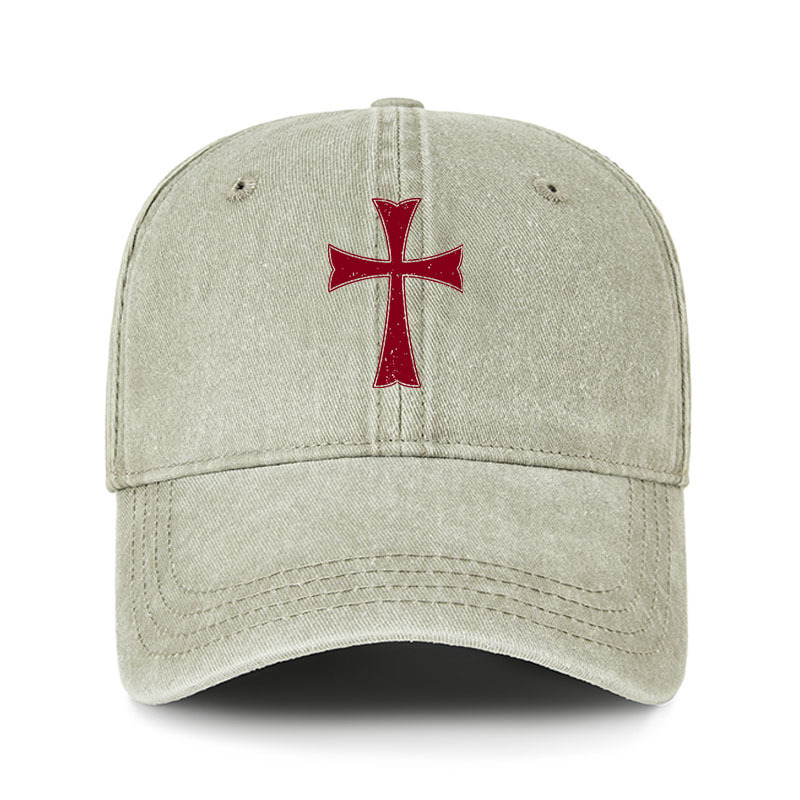 Heritage Washed Cap-Knights Templar Crusader Cross
