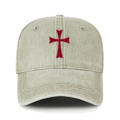 Heritage Washed Cap-Knights Templar Crusader Cross