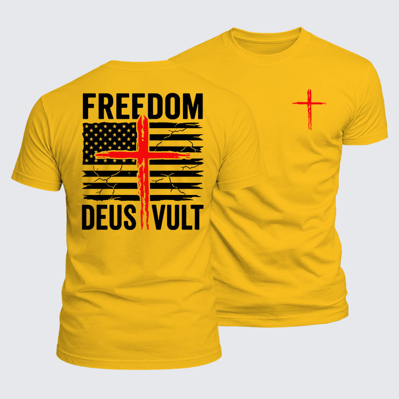 Luxe Mercerized Cotton Tee - Deus Vult American Flag Freedom