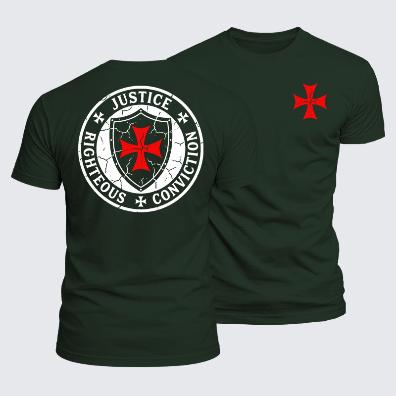 Luxe Mercerized Cotton Tee - Templar Virtues of the Knights Templar Shield