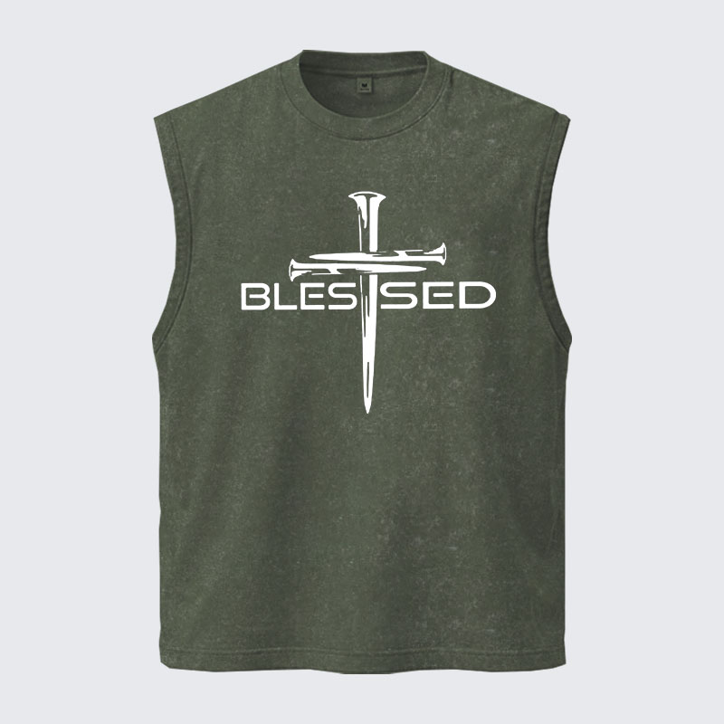 Washed Tank Top - Cross Blessed