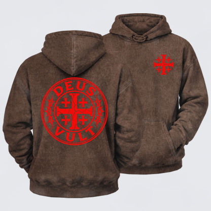 Washed Hoodie - Deus Vult