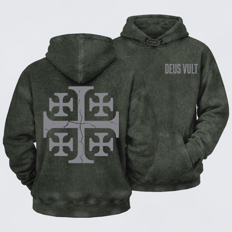 Washed Hoodie - Deus Vult