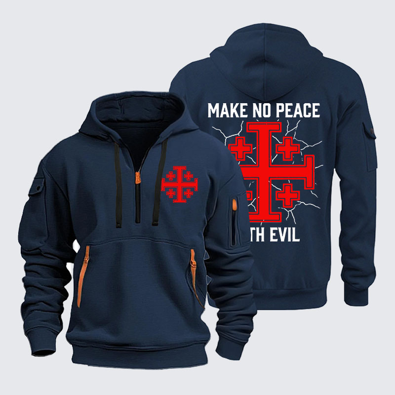 Zipper Hoodies -  Make No Peace with Evil Knight Templar Jerusalem Cross