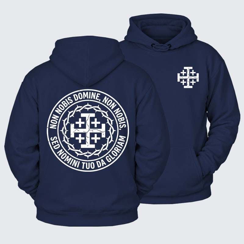 Plush Fleece-Lined Hoodie - Non Nobis Domine, Non Nobis, Sed Nomini Tuo Da Gloriam