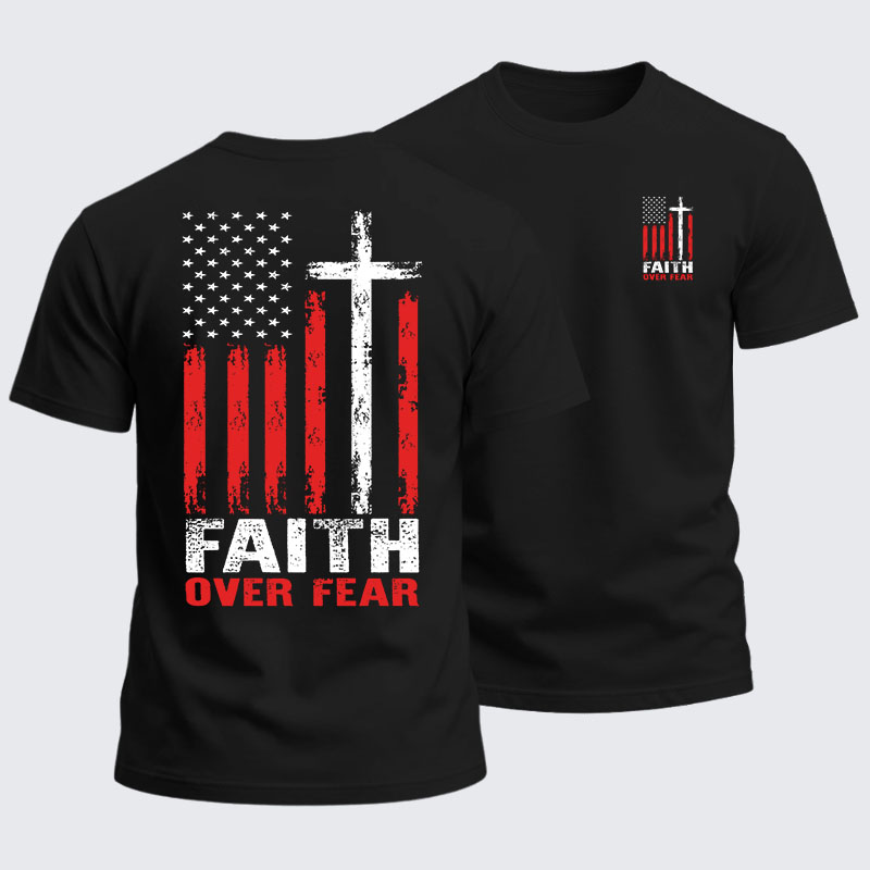 Heavyweight Cotton Tee - Faith Over Fear Flag