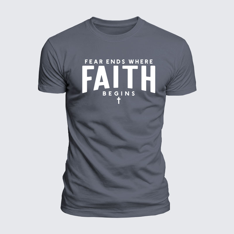 Luxe Mercerized Cotton Tee - Fear Ends Where Faith Begins