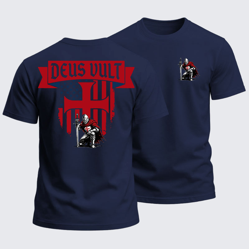Heavyweight Cotton Tee - Templar Knight Crusader Deus Vult