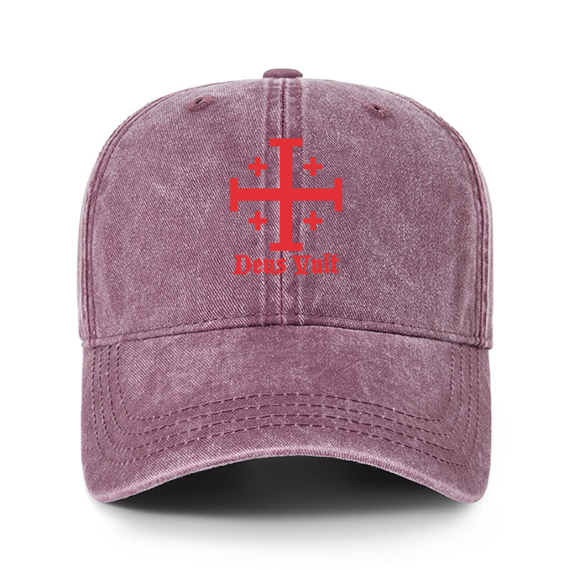 Heritage Washed Cap - Jerusalem Cross Deus Vult
