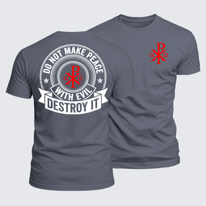 Luxe Mercerized Cotton Tee -  Make No Peace with Evil Knight Templar Jerusalem Cross