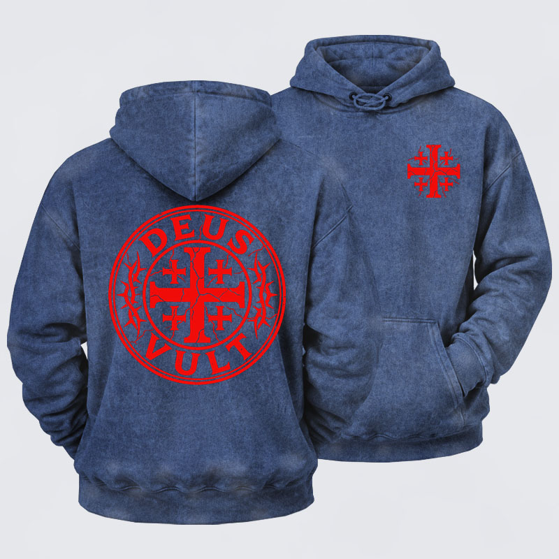 Washed Hoodie - Deus Vult