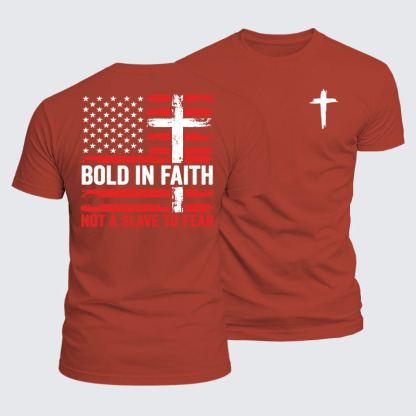 Luxe Mercerized Cotton Tee - Bold In Faith ,Not A Slave To Fear Flag