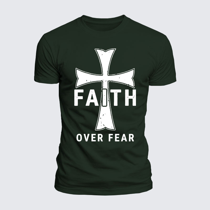 [Copy]Luxe Mercerized Cotton Tee - Faith Over Fear Knights Templar Crusader Cross