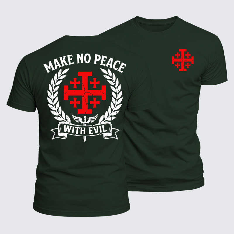 Luxe Mercerized Cotton Tee -  Make No Peace with Evil Knight Templar Jerusalem Cross