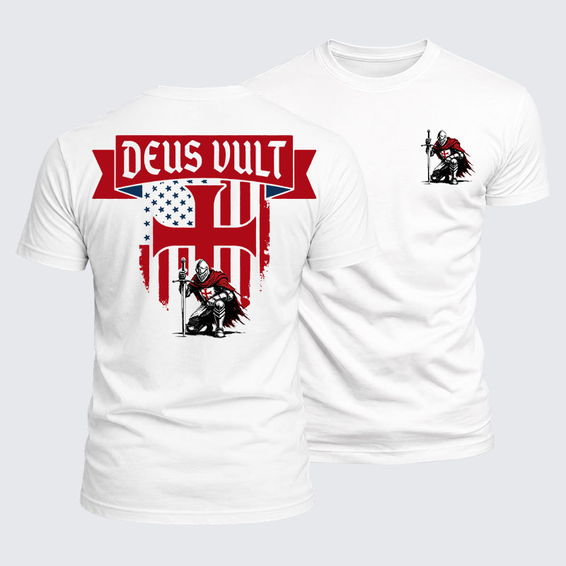 Luxe Mercerized Cotton Tee - Templar Knight Crusader Deus Vult