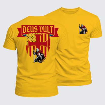 Luxe Mercerized Cotton Tee - Templar Knight Crusader Deus Vult